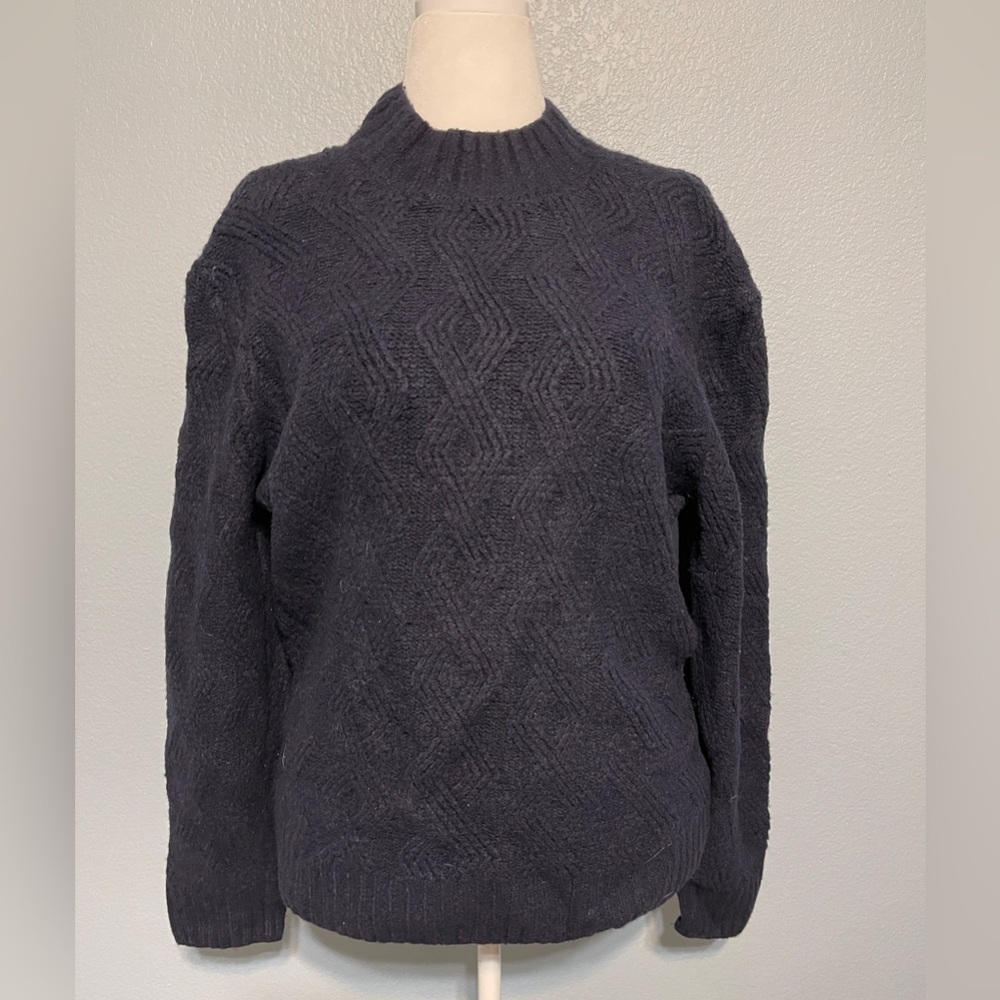 Abercrombie &‎ Fitch Blue Cable-Knit Sweater Quiet-Luxury Dark Academia Unisex M